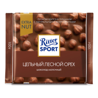 Шокплит Ritter Sport 100г молочный с цельным орехом